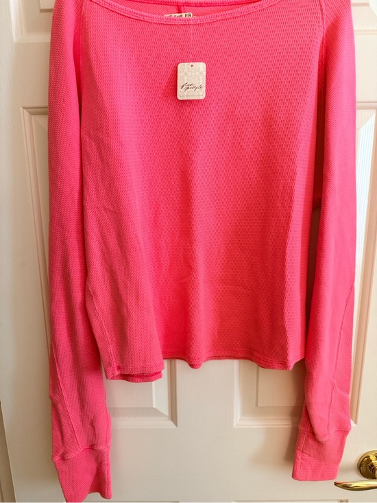 We The Free Tops - Free People XL Extra Large Hot Pink Thermal Long Sleeve Top Pullover Shirt